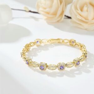 Gold and Purple Gemstone Bracelet